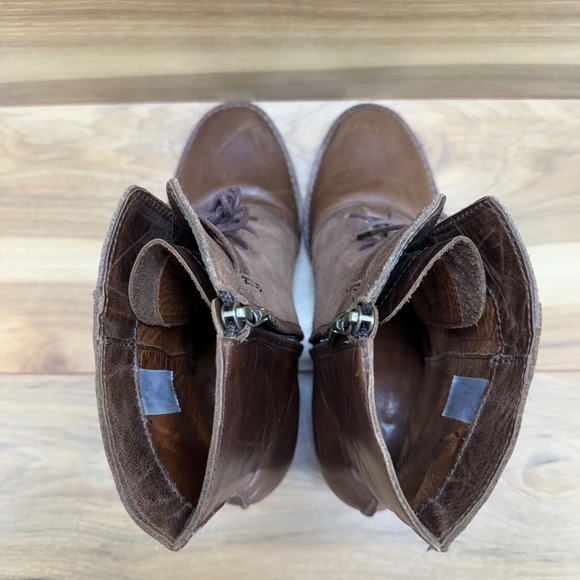 Sergio Tomani Womens Boots 9 9.5 EU 40 Brown Leather Lace Up Block Heel - Picture 8 of 11